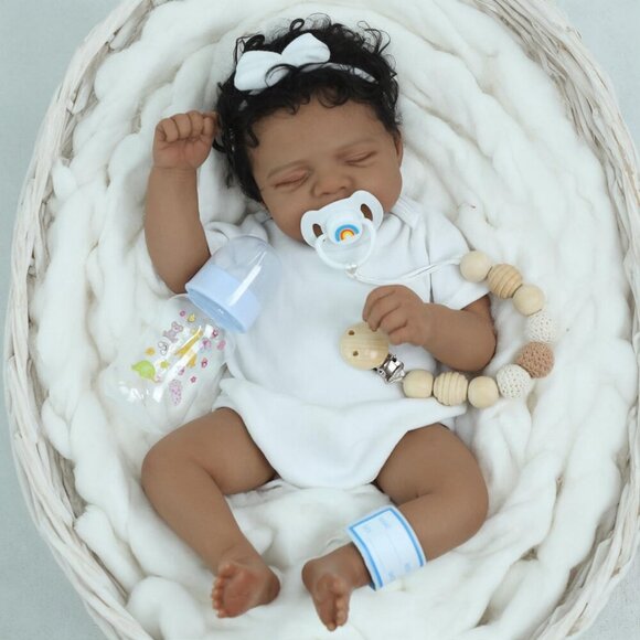 18 Inch Reborn Baby Doll Black Boy Realistic Newborn African American Gift - Picture 6 of 8